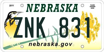 NE license plate ZNK831