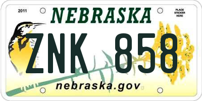 NE license plate ZNK858