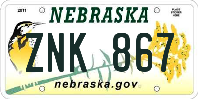 NE license plate ZNK867