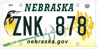 NE license plate ZNK878