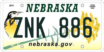 NE license plate ZNK886
