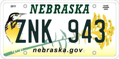 NE license plate ZNK943