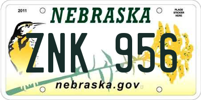 NE license plate ZNK956