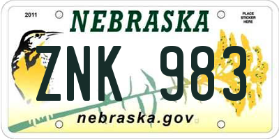 NE license plate ZNK983