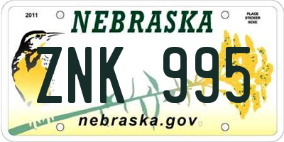 NE license plate ZNK995