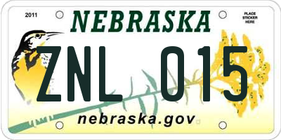 NE license plate ZNL015