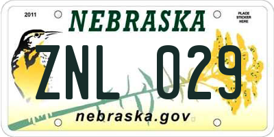 NE license plate ZNL029