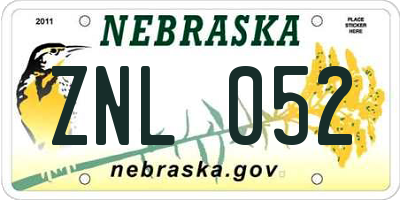 NE license plate ZNL052