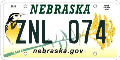 NE license plate ZNL074