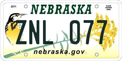NE license plate ZNL077