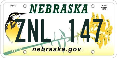 NE license plate ZNL147