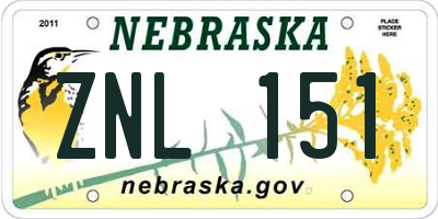 NE license plate ZNL151