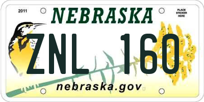 NE license plate ZNL160