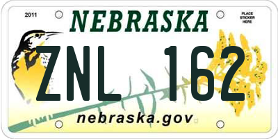 NE license plate ZNL162