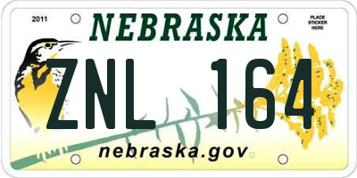 NE license plate ZNL164