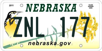 NE license plate ZNL177