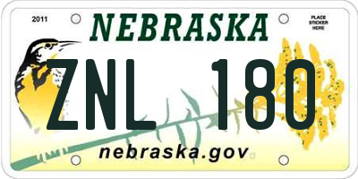 NE license plate ZNL180