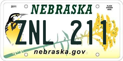 NE license plate ZNL211