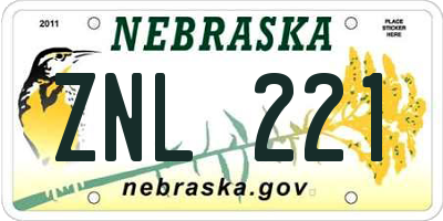 NE license plate ZNL221