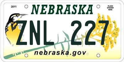 NE license plate ZNL227