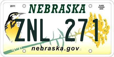 NE license plate ZNL271