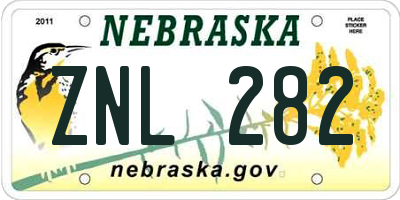 NE license plate ZNL282