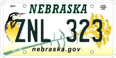 NE license plate ZNL323