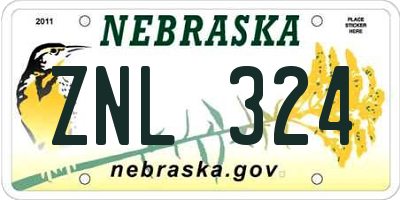 NE license plate ZNL324