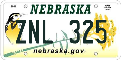 NE license plate ZNL325