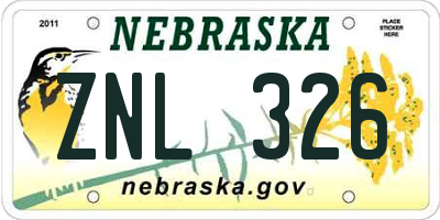 NE license plate ZNL326