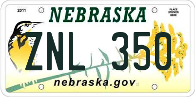 NE license plate ZNL350