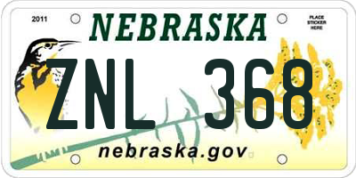 NE license plate ZNL368