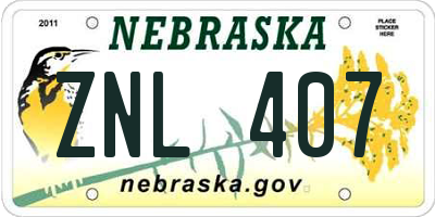 NE license plate ZNL407