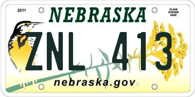 NE license plate ZNL413