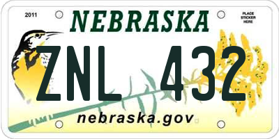 NE license plate ZNL432
