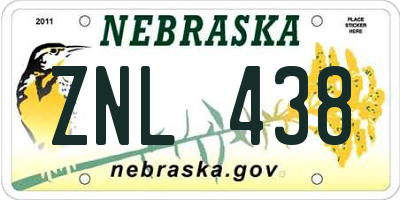 NE license plate ZNL438