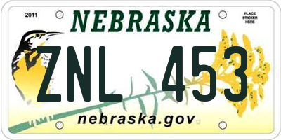 NE license plate ZNL453