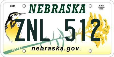 NE license plate ZNL512