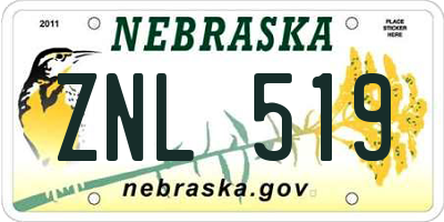 NE license plate ZNL519