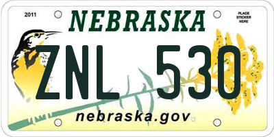 NE license plate ZNL530