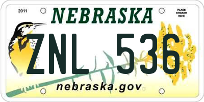 NE license plate ZNL536