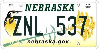 NE license plate ZNL537