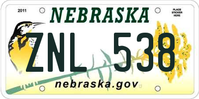 NE license plate ZNL538