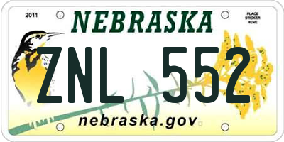 NE license plate ZNL552