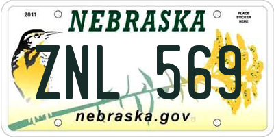 NE license plate ZNL569