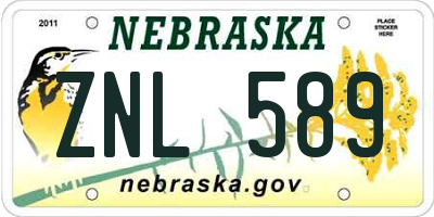 NE license plate ZNL589