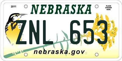 NE license plate ZNL653