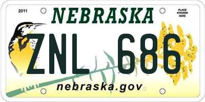 NE license plate ZNL686