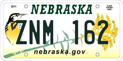 NE license plate ZNM162