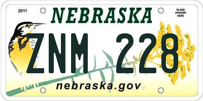 NE license plate ZNM228